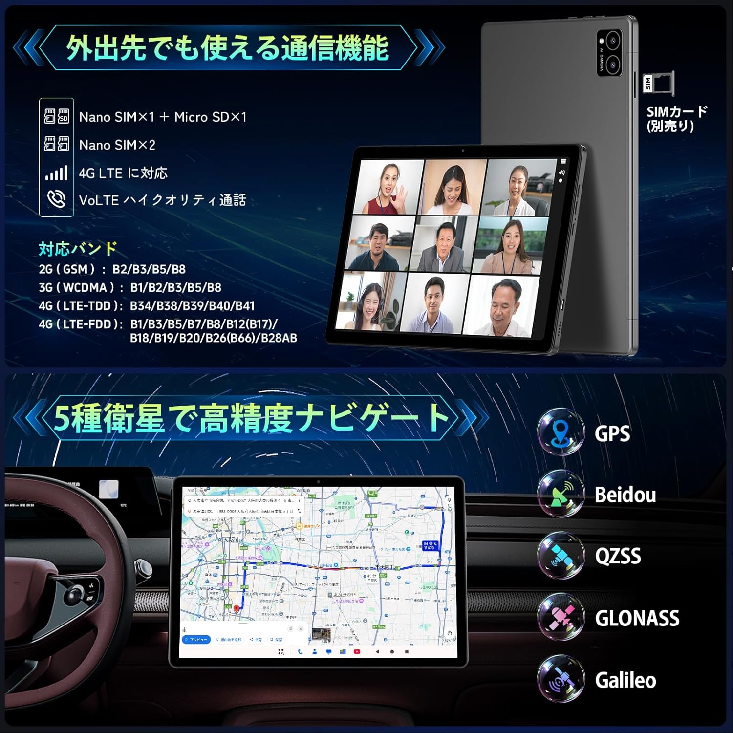 【G99 タブレット 10インチ】Rebecco M30 Pro タブレット simフリー Helio G99 Tablet 10.4インチ android15 tablet 2K 解像度 RAM20GB+ROM128GB 顔認証 GPS搭載 4G通話/BT5.2/OTG/無線投影/FMラジオ/GMS/Widevine L1対応 7000mAh 440g